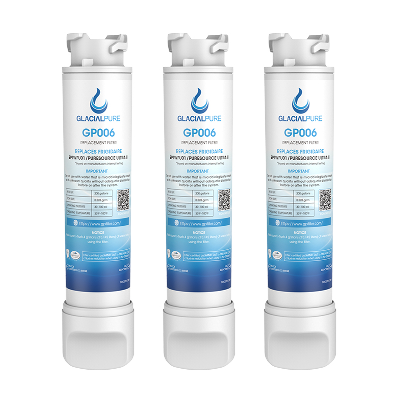 Compatible EPTWFU01, EWF02, Ultra II Refrigerator Water Filter by GlacialPure 3pk